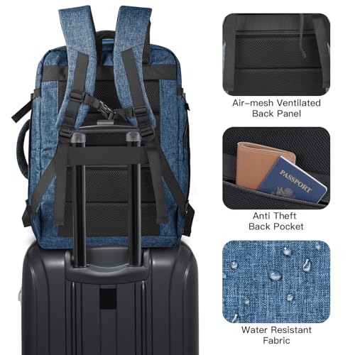 Gieury Carry On Backpack, Extra Large 50L Travel Backpack for Men & Women - color: Blue, size: 2X-Large(20"x14"x10")