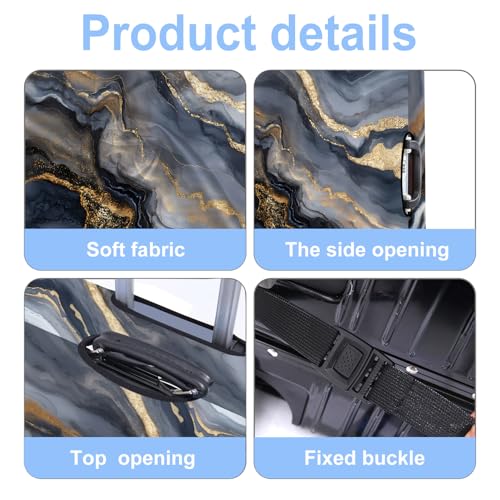 Black Marble Luggage Cover Washable Suitcase Cover Protector Fit 32-34 Inch Luggage Durable Travel Bag Cover with Zipper Closure XL - color: black marble, size: XL(32-34inch suitcase)