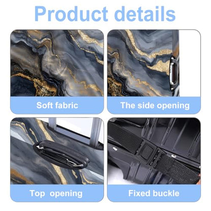 Black Marble Luggage Cover Washable Suitcase Cover Protector Fit 32-34 Inch Luggage Durable Travel Bag Cover with Zipper Closure XL - color: black marble, size: XL(32-34inch suitcase)