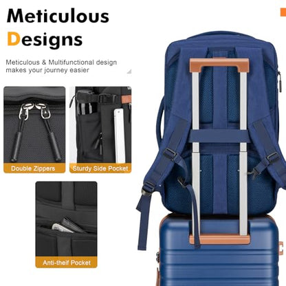 20 Inch Carry On Luggage Set 3 Piece With Travel Backpack - color: Blue, size: 3 Piece Set (20inch)