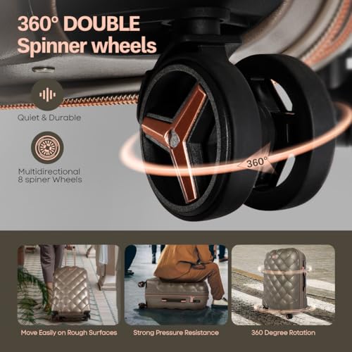 2-Piece Set(14/20in) Carry On Luggage,Expandable w/TSA LOCK - color: ELEPHANTSKIN, size: 20 inch + 14 inch Set