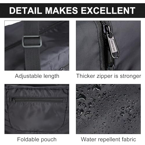HOLYLUCK Foldable Travel Duffel Bag Luggage Great for Gym -55L, black - color: Black, size: 55L