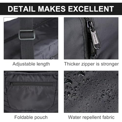 HOLYLUCK Foldable Travel Duffel Bag Luggage Great for Gym -55L, black - color: Black, size: 55L