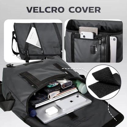 Large Messenger Bag Crossbody Laptop, Black - color: Dark Black