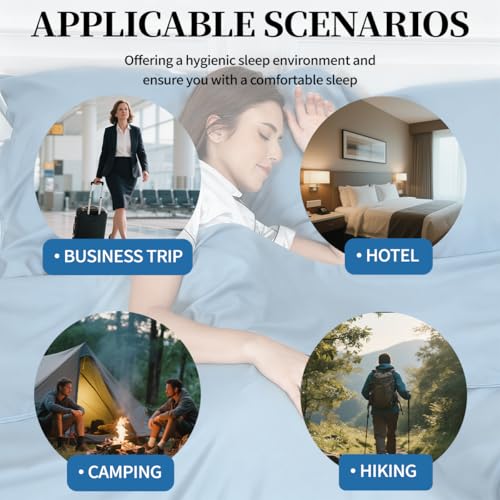 Sleeping Bag Liner, Compact Travel Sheets for Hotel Hostel - color: Mystic Blue, size: 82.7" X 70.9"