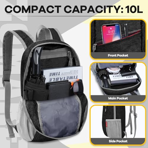 ZOMAKE Lightweight Packable Backpack, 10L Small Foldable Daypack for Hiking - color: Black A2, size: 10L