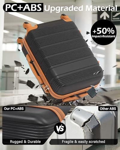 LONG VACATION Luggage Sets with Spinner Wheels, Suitcase Set 6 Piece - color: BLACK-BROWN, size: 6 piece set