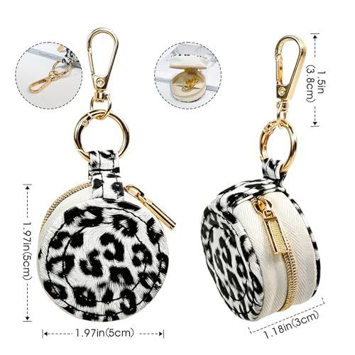 Portable Ring Keychain Holder - White leopard print Jewelry Holder - color: White leopard print