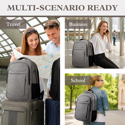 15.6" Travel Laptop Backpack for Men Women, Grey - color: Grey, size: 15.6 Inch(30L)