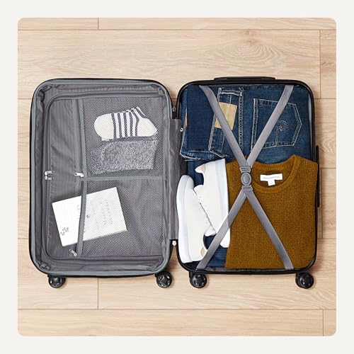 Amazon Basics 21" Hardside Carry-On Luggage with Expandable Space, Scratch-Resistant Surface, Telescoping Handle, Four Multi-directional Wheels, Light Blue - color: Light Blue, size: Carry-On
