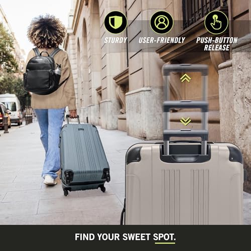 Kenneth Cole REACTION Out of Bounds Lightweight Hardshell 4-Wheel Spinner Luggage, Mushroom, 2-Piece Set (20" & 28") - color: Mushroom, size: 2-Piece Set (20" & 28")