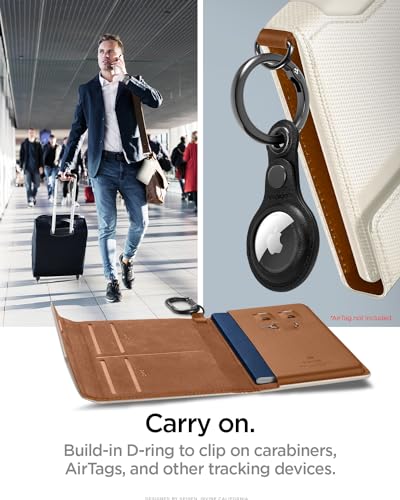 Spigen Life Passport Card Cover Holder, RFID Blocking - color: Dune Beige
