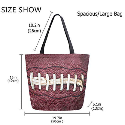 Woman's Close Up of American Football Large Canvas Long Handle Tote Bag