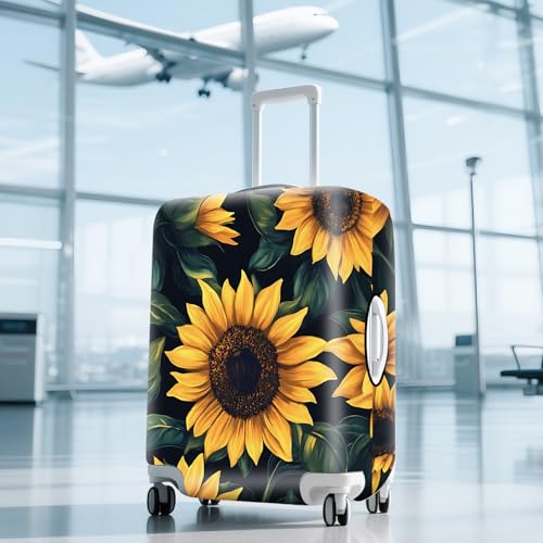 ANNA QUEEN Travel Luggage Cover Suitcase Protector Suitcase Cover Anti-Scratch,Stretchable Bag Cover Washable Durable Polyester - color: sunflower, size: S(fits 20-22inch suitcase)