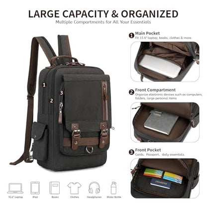 mygreen Canvas Cross Body Messenger Bag Shoulder Sling Backpack Travel Rucksack - color: Coffee Xl-convertible