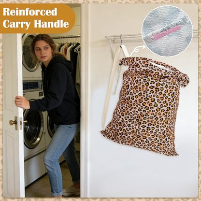 Canvas Laundry Bag with Shoulder Strap & Drawstring, Leopard, 23"W x 29"H - color: Leopard