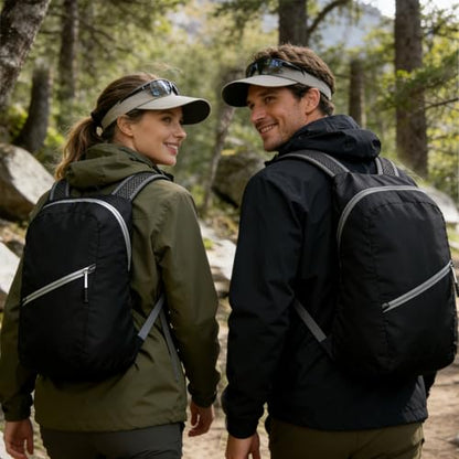 Ultra-light Foldable Backpack 80g – Packable into Palm Size, Hiking & Outdoor Sports, Water-Resistant Nylon (Black)