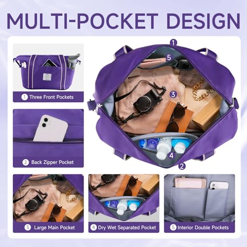 WALNEW Travel Duffel Bag, Weekender Bag for Women, Purple - color: Purple
