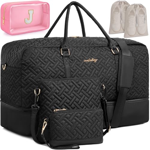 21" Weekender Bag Overnight Bag Travel Duffel Bag for Women - size: With J Makeup Bag