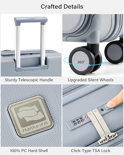 Hanke Expandable Large Checked Luggage, 28 Inch Top Opening Suitcase - color: Grey, size: 28 Inch EXT