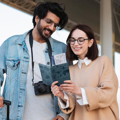 VULKIT Passport Holder Magnetic Closure RFID Blocking Travel Wallet Passport Book Cover Boarding Pass Holder Travel Essentials - color: Navy