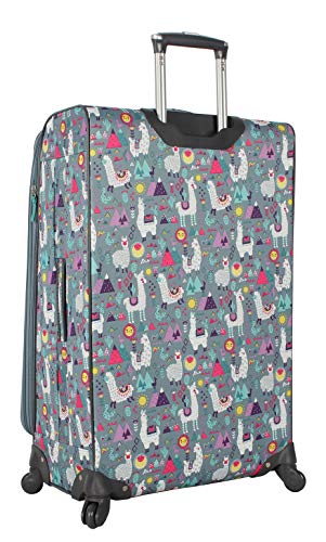 Lily Bloom Design Pattern 28" Luggage Softside Expandable With Double Spinner Wheels, Large Lightweight Suitcase Checked Bag For Women - color: Llama Mama