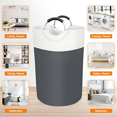 BlissTotes 75L Laundry Basket, Freestanding Collapsible Hamper, Gray - color: Gray, size: 75L