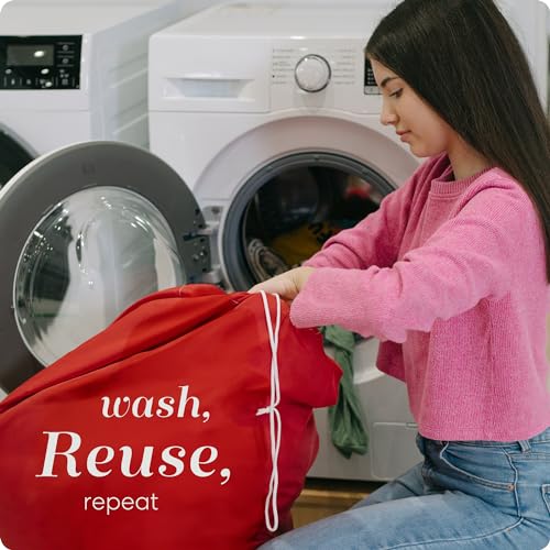 Handy Laundry Bags Nylon Extra Large - Heavy Duty - 2-Pack, Red - color: Red