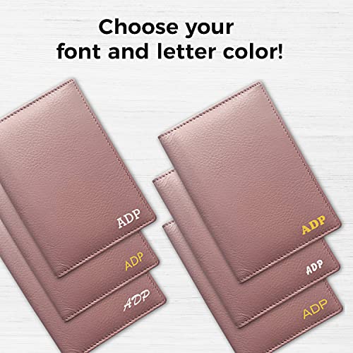 Personalized Monogrammed Blush Leather RFID Passport Wallet - color: Blush, style: Minimalist