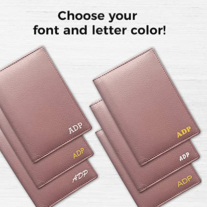 Personalized Monogrammed Blush Leather RFID Passport Wallet - color: Blush, style: Minimalist