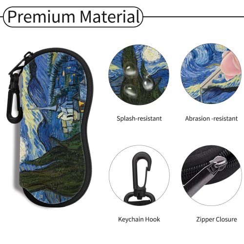 Hion Sunglasses Soft Case Ultra Light Neoprene Zipper Eyeglass Case With Belt Clip - color: 2b-starry Night
