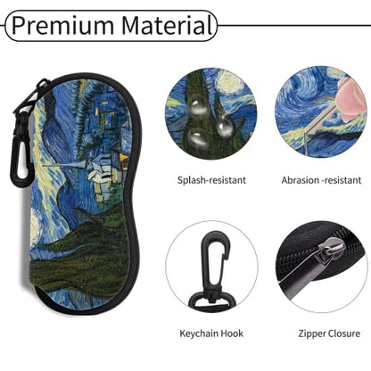 Hion Sunglasses Soft Case Ultra Light Neoprene Zipper Eyeglass Case With Belt Clip - color: 2b-starry Night