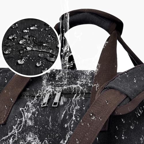 Felipe Varela 60L Canvas Duffle Bag for Men, Travel & Gym Carry on, Black - color: Black, size: 60L