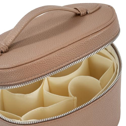 Makeup Bag Vanity Case Cosmetic Bag with Removable Divider Travel Toiletry Bag for Women Portable Make up Box Organizer, Khaki - color: Khaki
