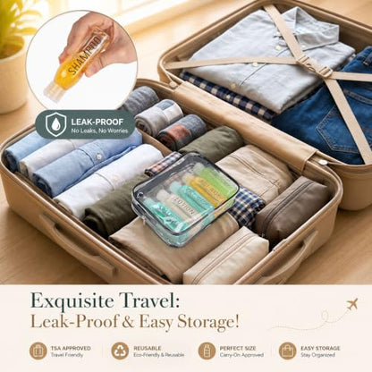 Travel Bottles for Toiletries 5 PCS 3.4oz Plastic Bottles with Clear Bag - color: Clear with bag