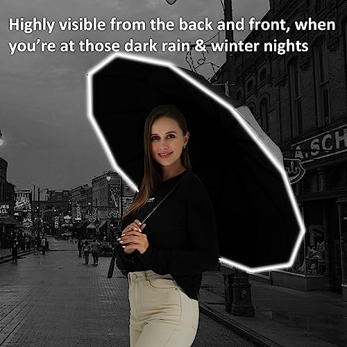BAODINI Inverted UV Umbrella for Rain and Sun Medium Size UPF 50+ Rverse Compact Umbrella Auto Open Close - color: 2 Pack Green & Black