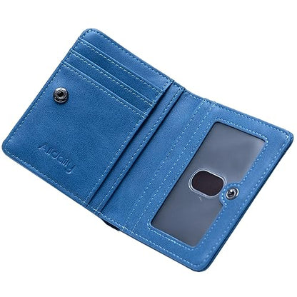 Alldaily Small RFID Wallet for Women Slim Compact Bifold Pocket Ladies Travel Mini Purse (Blue) - color: Blue