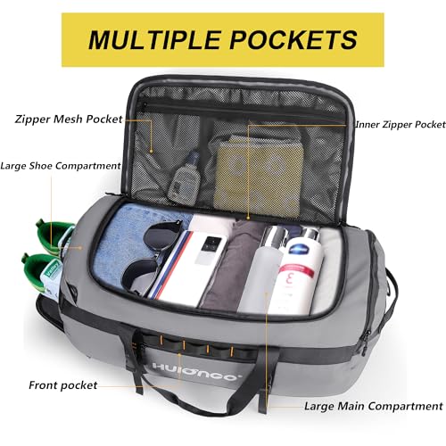 Hulongo Waterproof Duffel Bag Backpack for Men, Grey, 90L - color: Grey, size: 90L