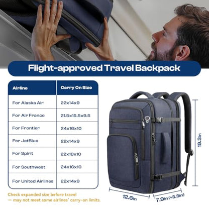 17.3" Laptop Expandable Travel Backpack, TSA Compliant Carry On - color: Blue, size: 17.3Inch