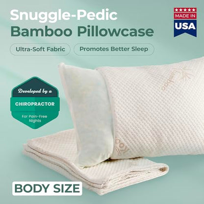 Snuggle-Pedic Pillow Covers - Zippered Body Pillow Protector w/Kool Flow Technology, 20x54 Inches - Made in The USA - size: Body