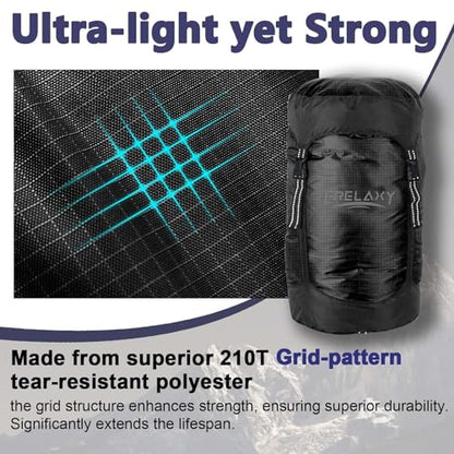 Frelaxy Compression Sack, 40% More Space! Sleeping Bag Stuff Sack - color: Black, size: X-Large