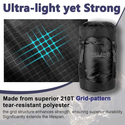 Frelaxy Compression Sack, 40% More Space! Sleeping Bag Stuff Sack - color: Black, size: XX-Large