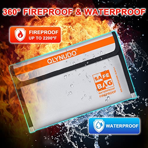 Fire Proof Money Bag for Cash, Small Motorcycle Document Holder, 2-Pack - color: silver+black