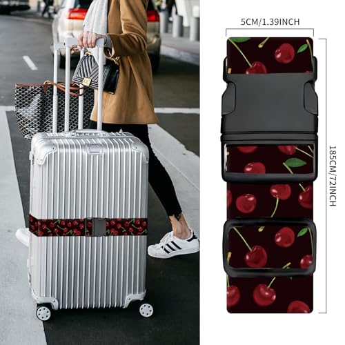 Luggage Straps for Suitcases, Heavy Duty Travel Belt with Quick-Release Buckle, Adjustable Suitcase Strap, Cute Luggage Accessories for Travel Cute Cherries - color: Cute Cherries