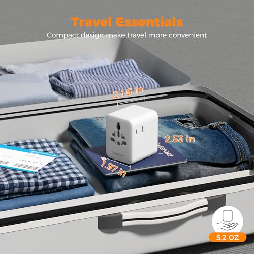 TESSAN Universal Travel Adapter, Power Adapter Worldwide - color: Grey&White-20W