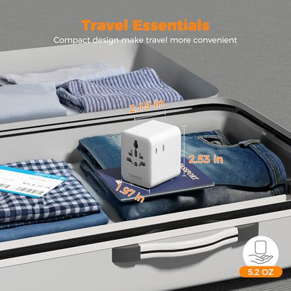 TESSAN Universal Travel Adapter, Power Adapter Worldwide - color: Grey&White-20W