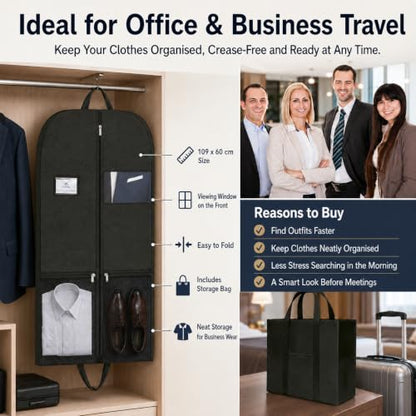 Garment Bag, 54 Inch for Men, Closet Travel, Suit Cover, Window, Hotel Use - size: (1 set ) 54" Garment Bag