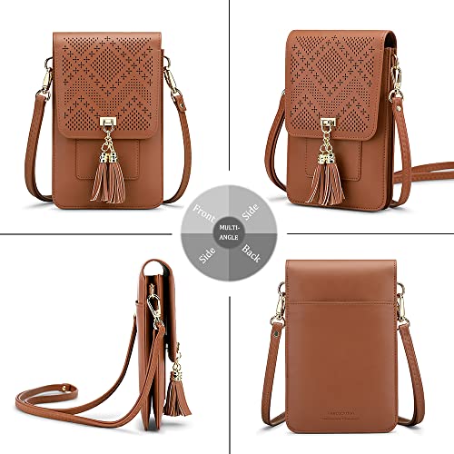 Peacocktion Small Crossbody Bags for Women, RFID Travel Cell Phone Wallet Purses with Card Slots - color: 06-brown - 2