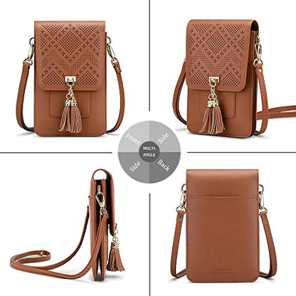 Peacocktion Small Crossbody Bags for Women, RFID Travel Cell Phone Wallet Purses with Card Slots - color: 06-brown - 2