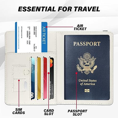 Cute Passport Holder and Holder Combo Passport Cover with RFID Blocking Women Men Compatible Wallet Credit Card Protector (Black-Y) - color: Black-Y